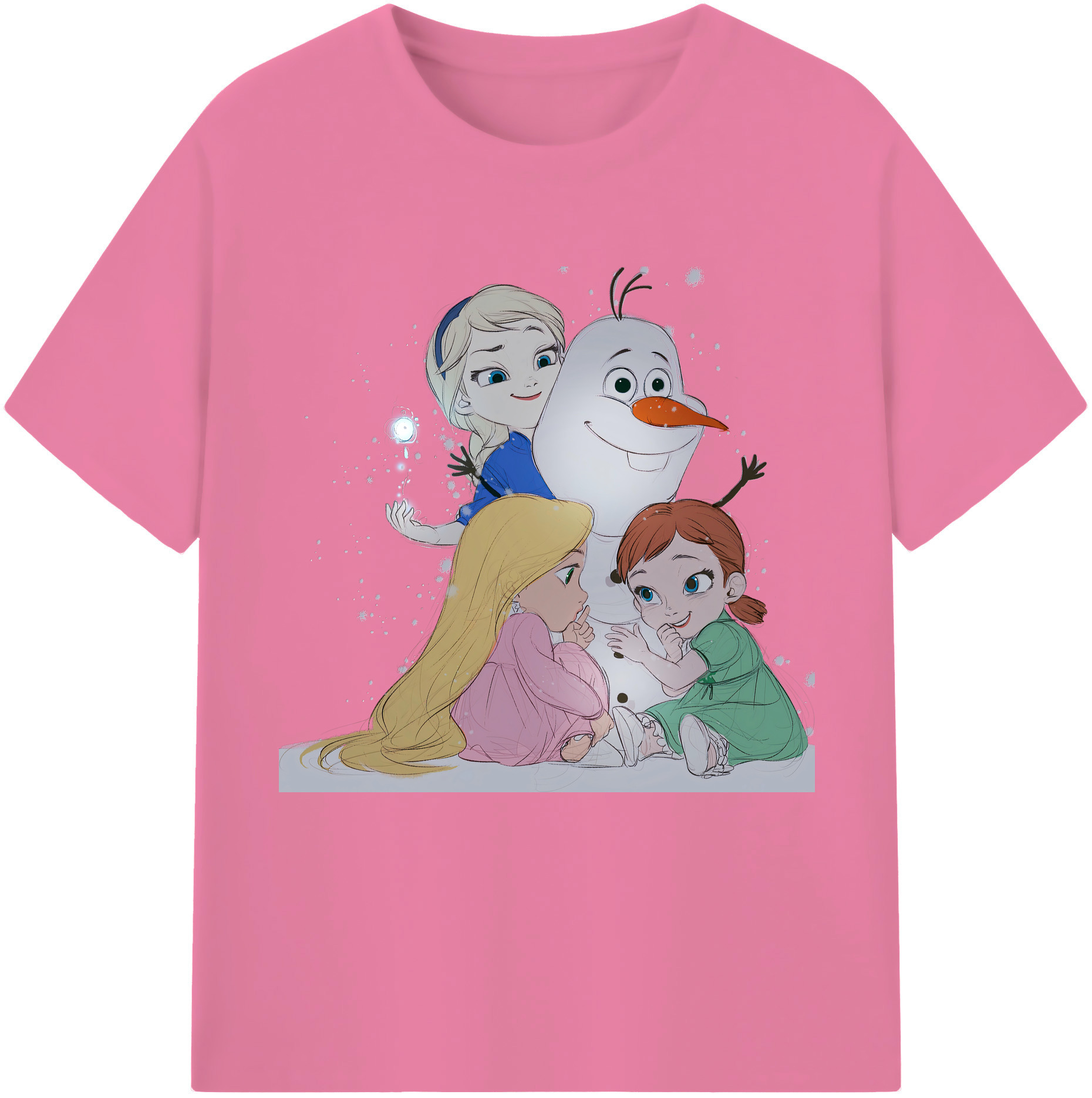 （画像用） アナと雪の女王 アンナ エルサ Frozen Anna Elsa 綿100％半袖Tシャツ（フロントプリント）